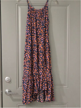 Women's Universal Thread Navy Orange Floral Sleeveless Maxi Dress S